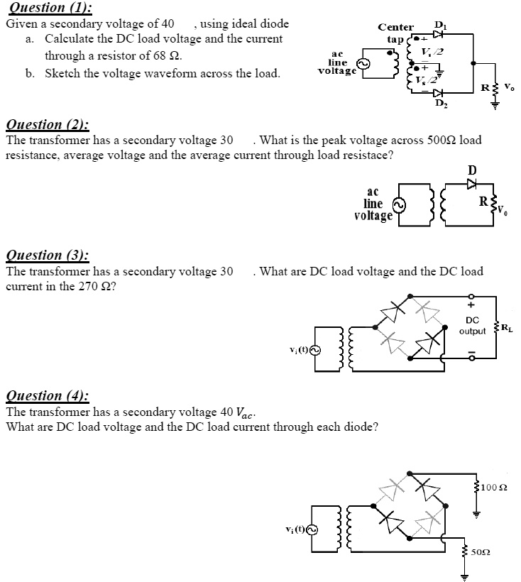 SOLVED Question (1) Given a secondary voltage of 40 V using an ideal