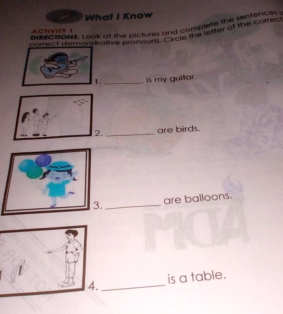 look at the picture and complete the sentences using the correct ...