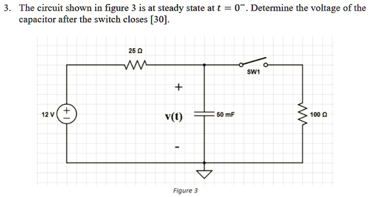 3. The circuit shown in figure 3 is at steady state at t