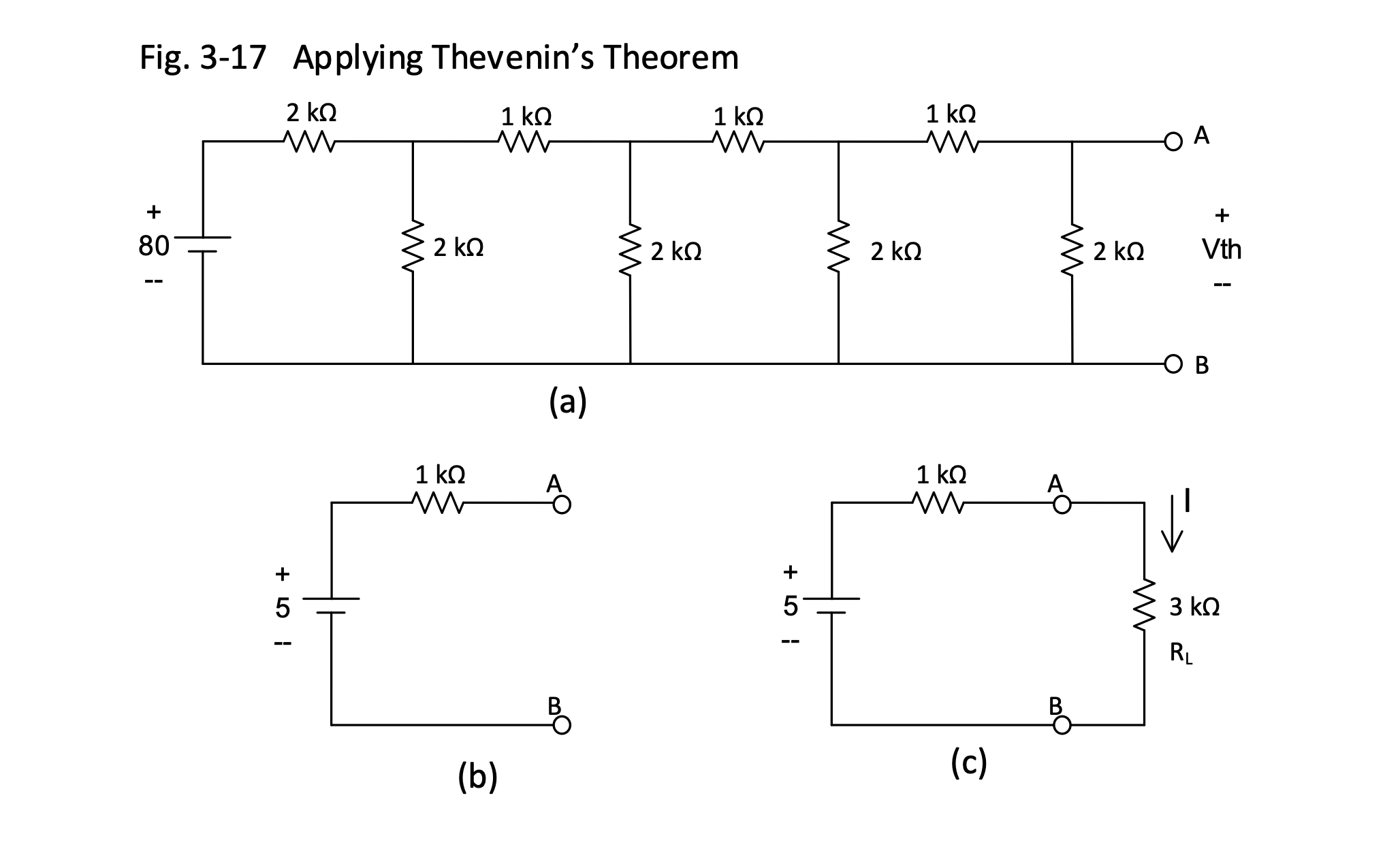 SOLVED: Fig. 3-17 Applying Thevenin's Theorem (a) (b) (c)