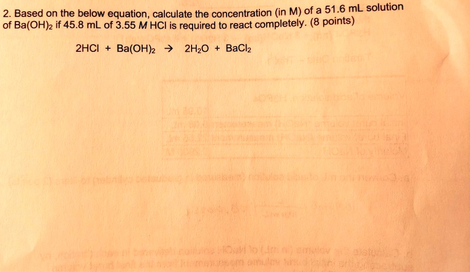 Solved Based On The Below Equation Calculate The Concentration In M