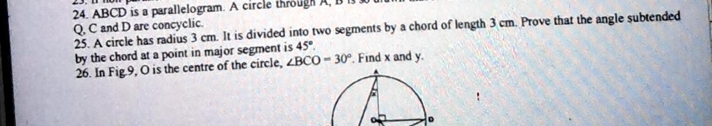 SOLVED: ABCD is a parallelogram. A circle throu Q, C and D are ...