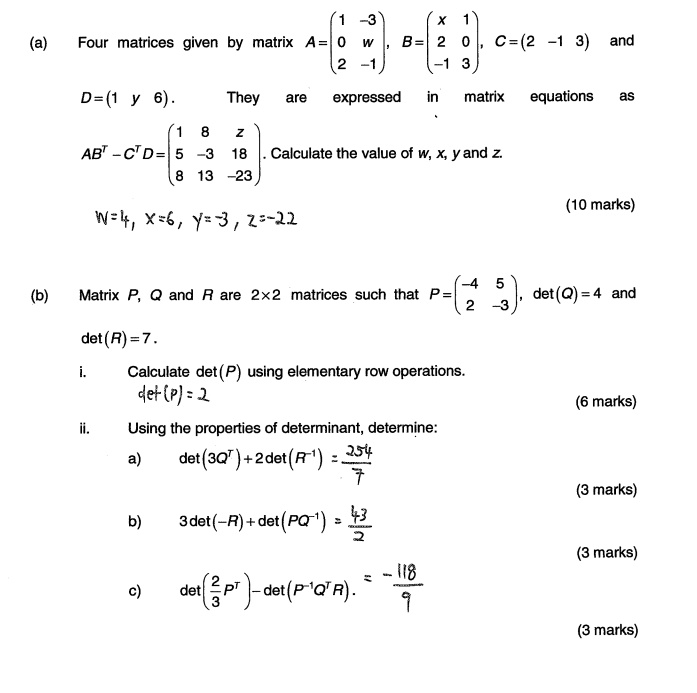 SOLVED: Four matrices given by matrix A = 3+9C = (2 3) and they are ...
