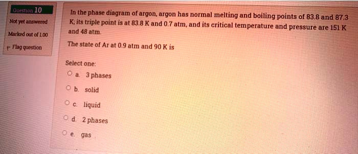 SOLVED: Oalesldt In the phase diagram of argon, argon has normal
