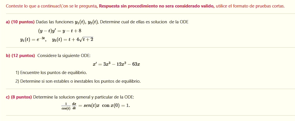 SOLVED Conteste Lo Que Continuaci On Se Le Pregunta Respuesta Sin Procedimiento No Sera