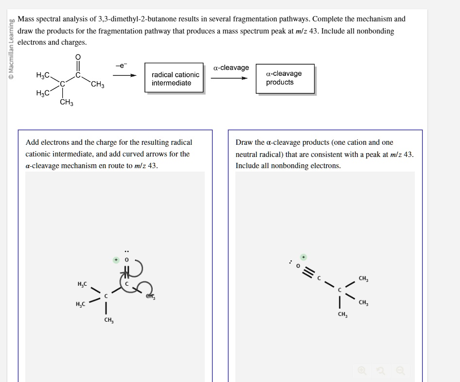 SOLVED: Mass spectral analysis of 3,3-dimethyl-2-butanone results in ...