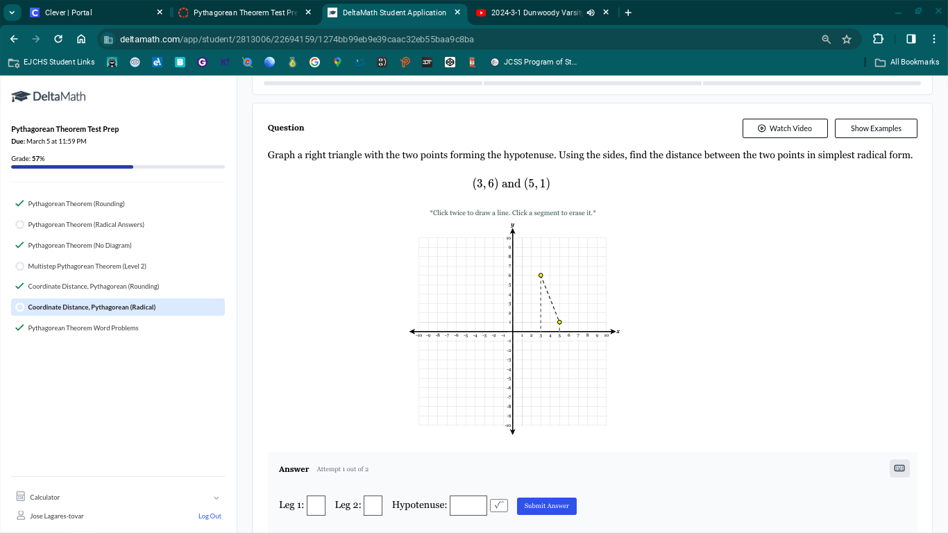 [GET ANSWER] DeltaMath Pythagorean Theorem Test Prep Due: March 5 at 11 ...