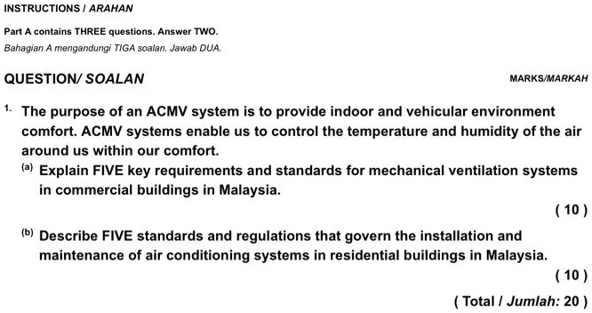 SOLVED: Air Conditioning And Mechanical Ventilation Systems - Part A ...