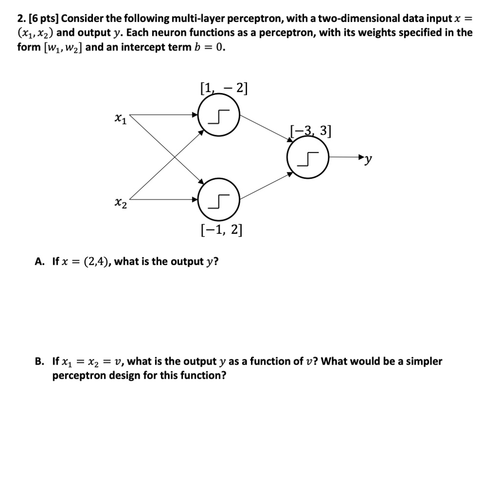 2 6 pts consider the following multi layer perceptron with a two ...
