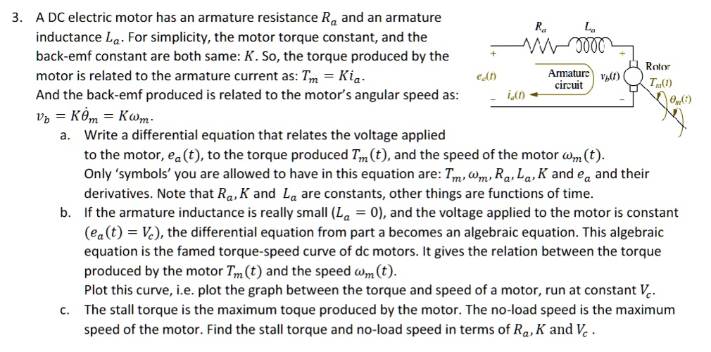 SOLVED 3. A DC electric motor has an armature resistance R and an armature inductance La. For