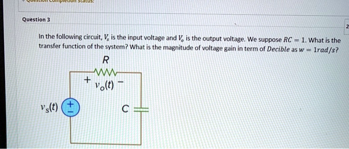 SOLVED: In the following circuit, V is the input voltage and V is the ...