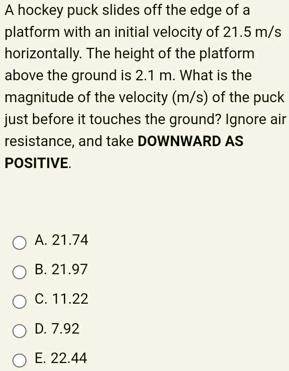 SOLVED A hockey puck slides off the edge of a platform with an initial