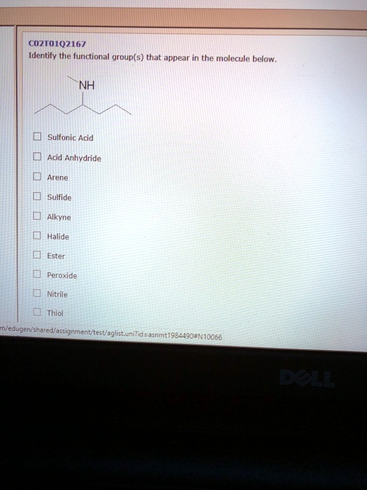 Solved Cu2to102167 Identify The Functional Groups That Appear In The Molecule Below Nh 5689