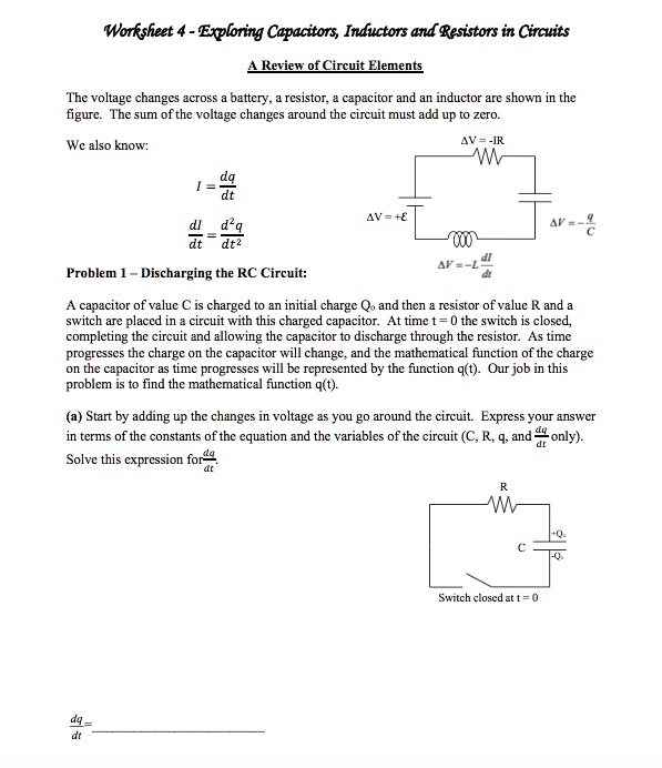 SOLVED Text Worksheet 4 Exploring Capacitors, Inductors and