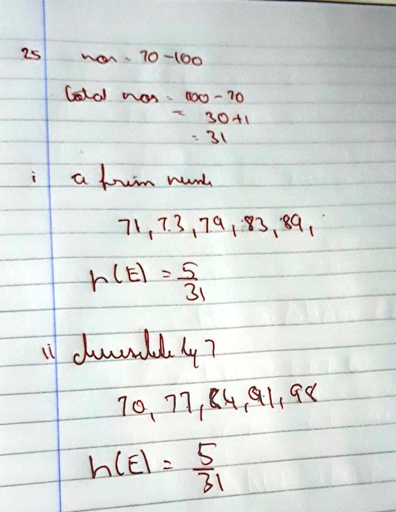 Non Devidable Numbers 25 non. 70-100 Total nos = 100-70 = 30+1 = 31 i a prim...