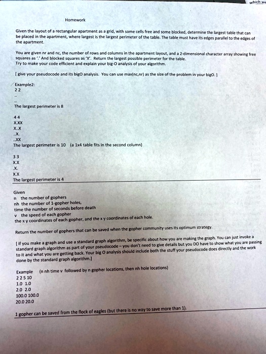 SOLVED: Given the layout of a rectangular apartment as a grid, with ...