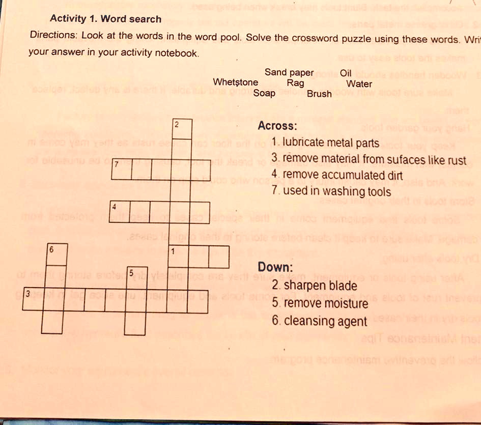 SOLVED: Help po please! - TLE 7 crossword puzzle Directions: Solve the  crossword puzzle. Use the given clues to arrive at the right answer. Across  2. More had deposits than water. (8