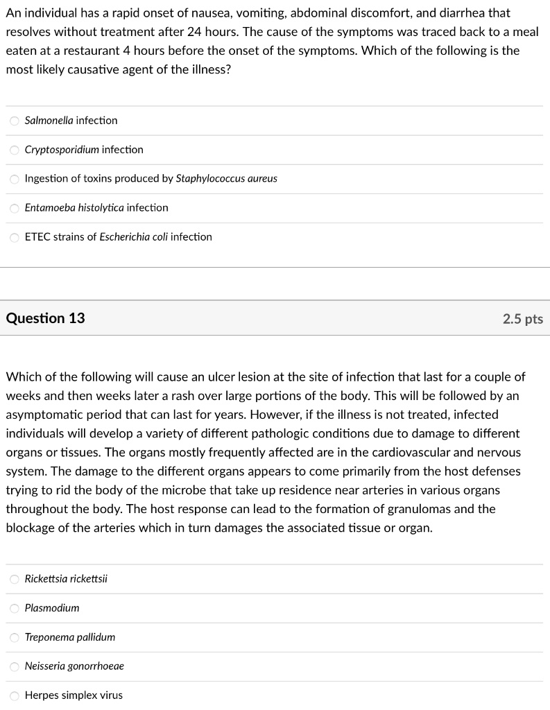 SOLVED An individual has a rapid onset of nausea, vomiting; abdominal