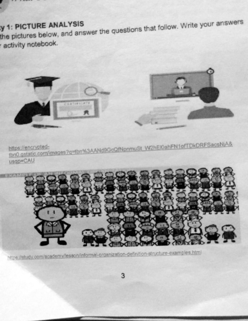 Cy 1: PICTURE ANALYSIS the pictures below, and answer the..., image size:792x1024