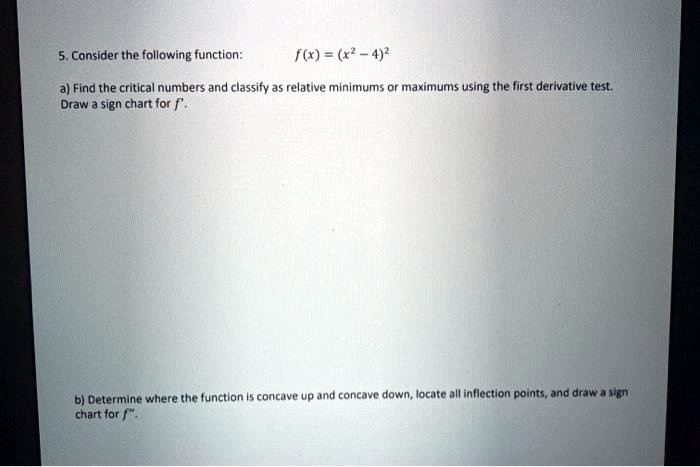 SOLVED: Consider The Following Function: F(x) = (x2 4)2 Find The ...