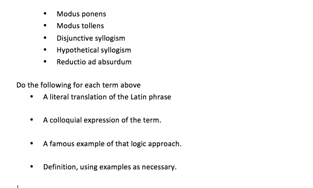 SOLVED: Modus Ponens Modus Tollens Disjunctive Syllogism Hypothetical ...