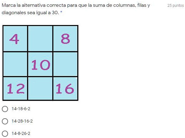 SOLVED: Marca la alternativa correcta para que la suma de columnas ...