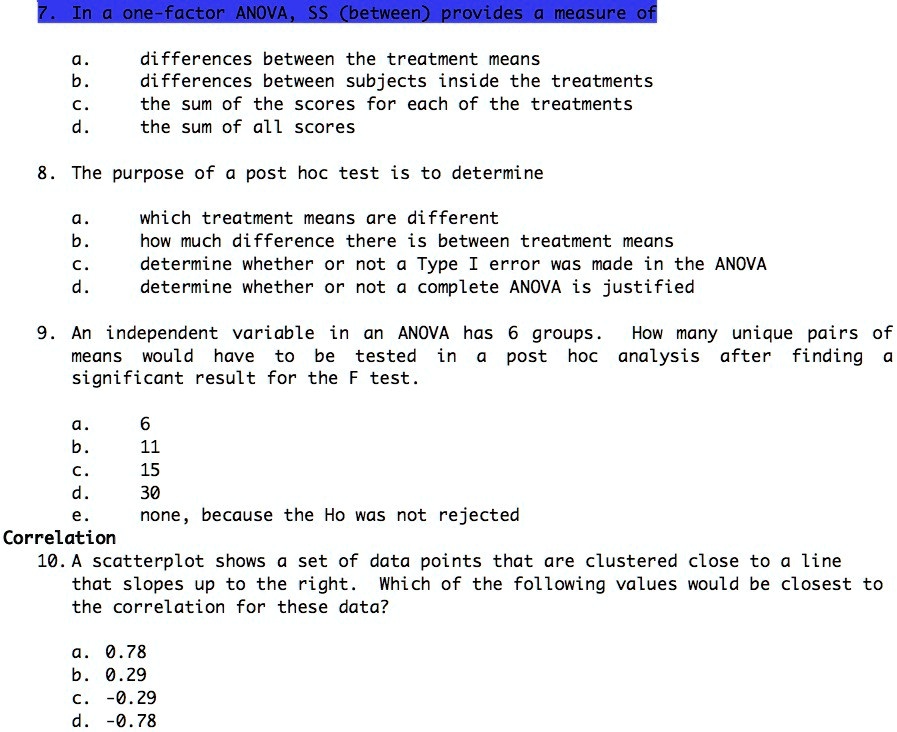 SOLVED In onefactor ANOVA, SS (between) provides a measure of