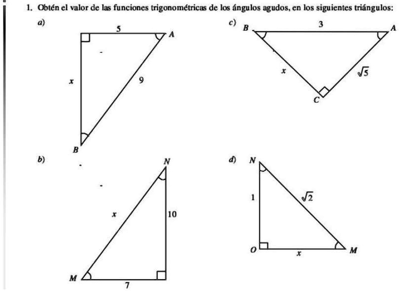 Solved Obtén El Valor De Las Funciones Trigonométricas De ángulos