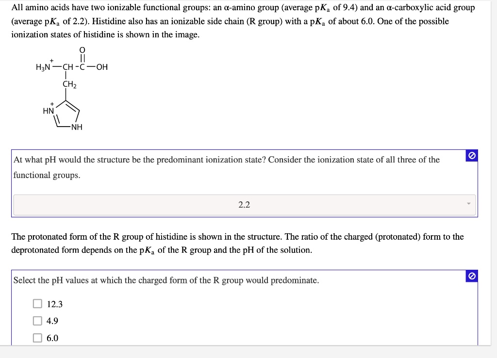 SOLVED All amino acids have two ionizable functional groups an Î±amino group (average pKa of
