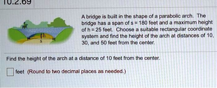 SOLVED: A bridge is built in the shape of a parabolic arch. The bridge ...