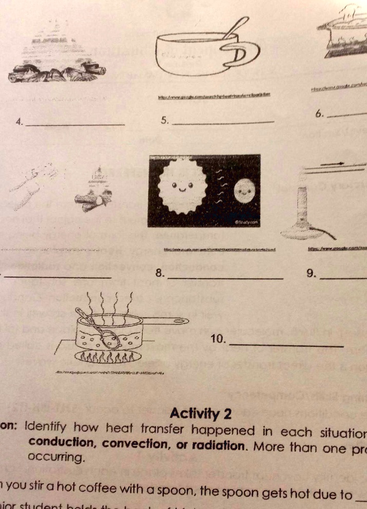 SOLVED Identify how heat transfer takes place in each illustration. 10