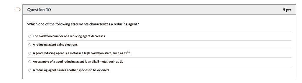 question 10 5 pts which one of the following statements characterizes ...