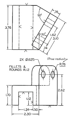 SOLVED: Draw the given views of the Drill Press Bracket, and add a ...