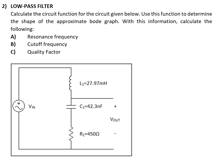 2 low pass filter calculate the circuit function for the circuit given ...