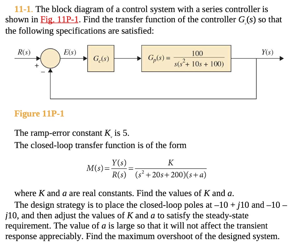 SOLVED: Solve the following using MATLAB. 11-1. The block diagram of a ...