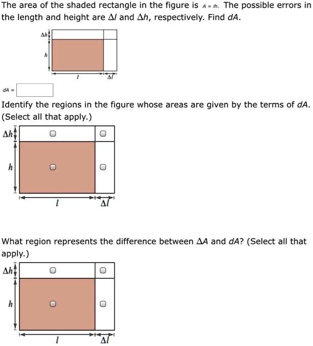 SOLVED The area of the shaded rectangle in the figure is 4 =In The possible errors in the