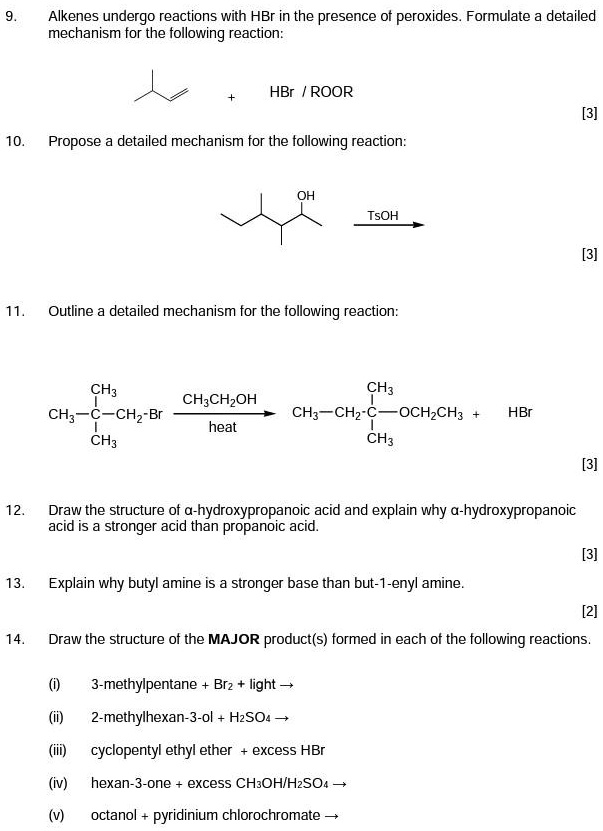 SOLVED: Alkenes undergo reactions with HBr in the presence of peroxides ...