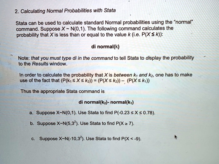 SOLVED Calculating Normal Probabilities with Stata Stata can be used