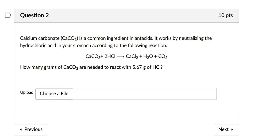 Solved Calcium Carbonate Caco3 Is A Common Ingredient In Antacids It Works By Neutralizing 0466