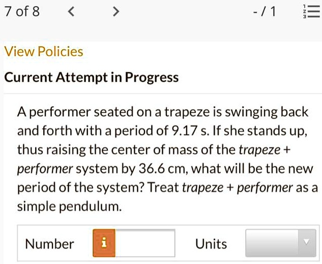 SOLVED A performer seated on a trapeze is swinging back and forth with