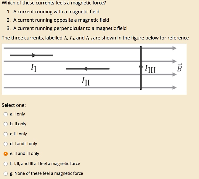 Which of these currents feels a magnetic force? 1. A current running ...