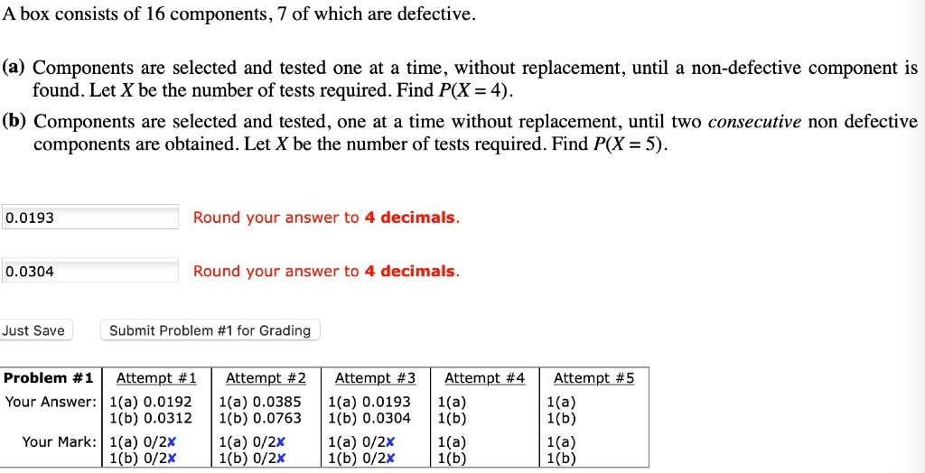 SOLVED box consists of 16 components, 7 of which are defective