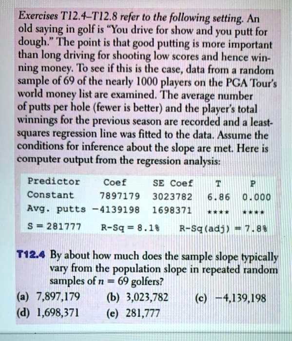 Exercises T12.4 T12.8 refer to the following setting An old saying