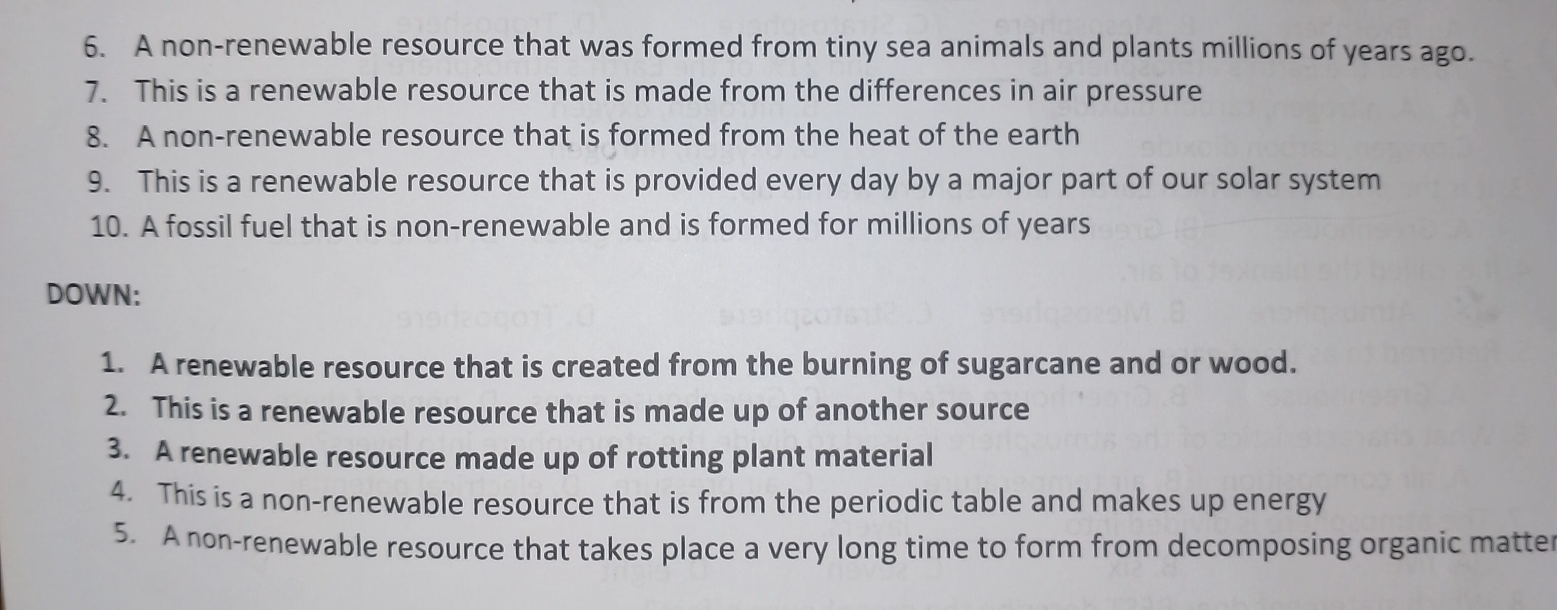 SOLVED 6. A nonrenewable resource that was formed from tiny sea