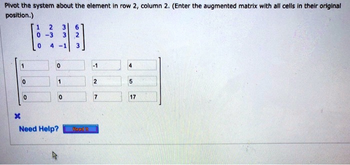 SOLVED Pivot tha system about the element In row 2 column 2