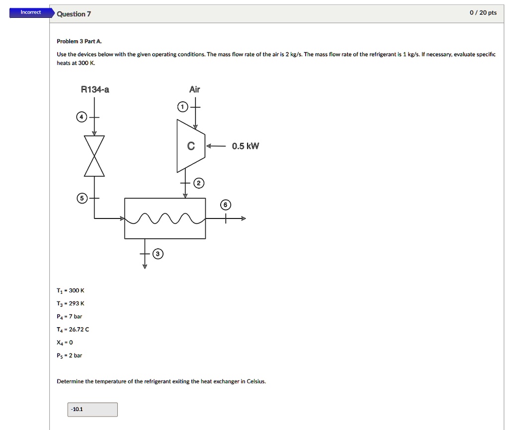 question 7 problem 3 part a use the devices below with the given operating conditions the mass flow rate of the air is 2kgs the mass flow rate of the refrigerant is 1kgs if necessary evaluat 91295