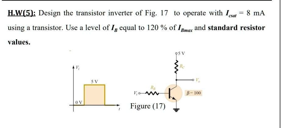 H.W(5): Design the transistor inverter of Fig. 17 to operate with Icsat ...