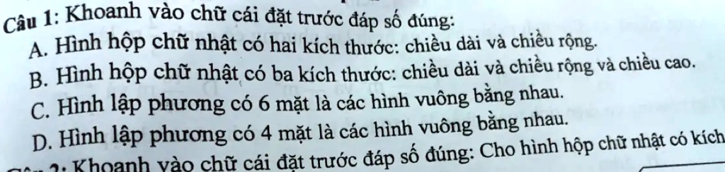 Solved CÃ¢u 1 Khoanh VÃ O Chá‰ CÃ I Ä‘áº·t TrÆ°á›c Ä‘áº¡p S6 DÃ¹ng