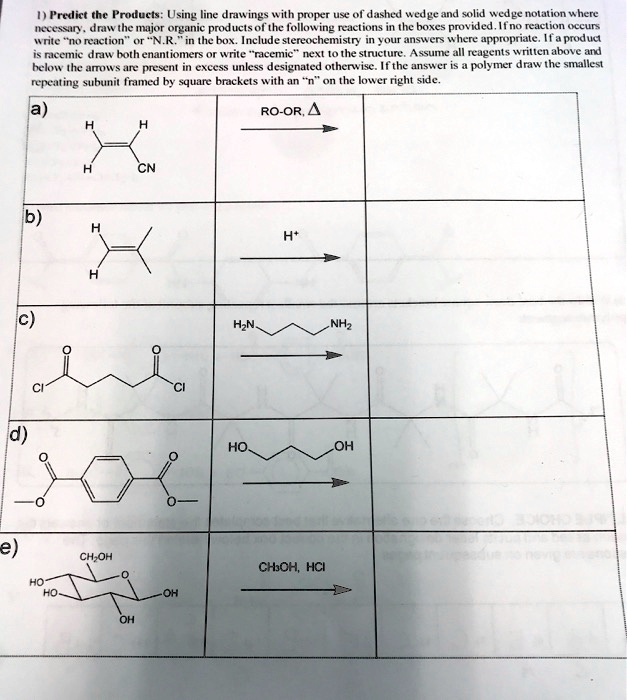 SOLVED: Predict the Products: Using line drawings with proper use of ...