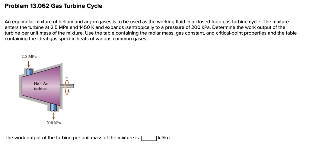 SOLVED: Problem 13.062 Gas Turbine Cycle An equimolar mixture of helium ...